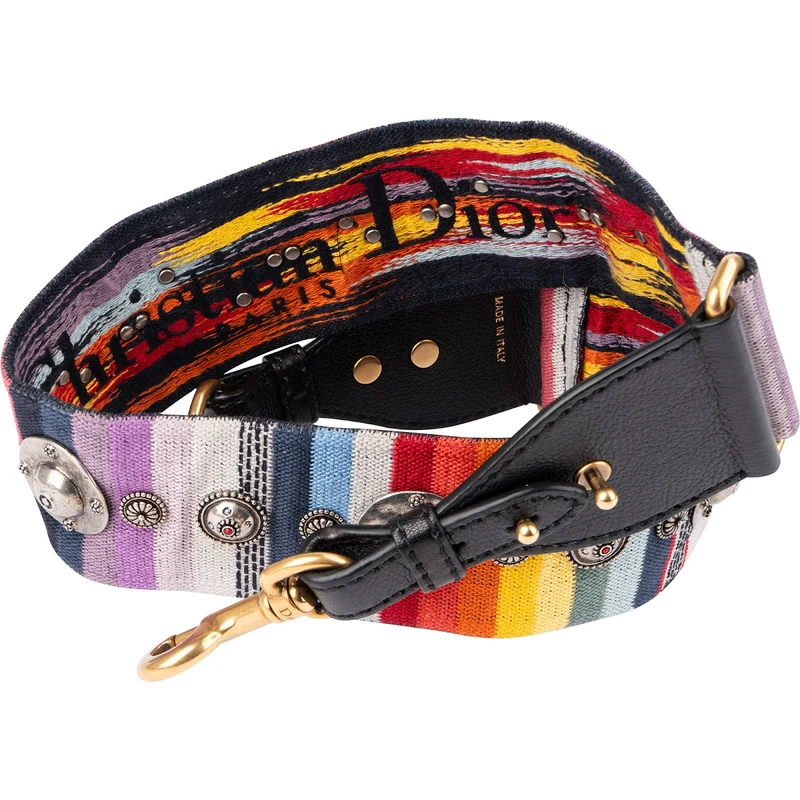 Christian Dior Multicolor Cotton Embroidered Medallions Bag Strap