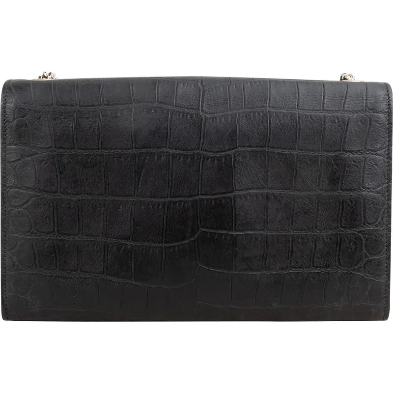Yves Saint Laurent Croc-Embossed Leather Kate Tassel Chain Crossbody Bag