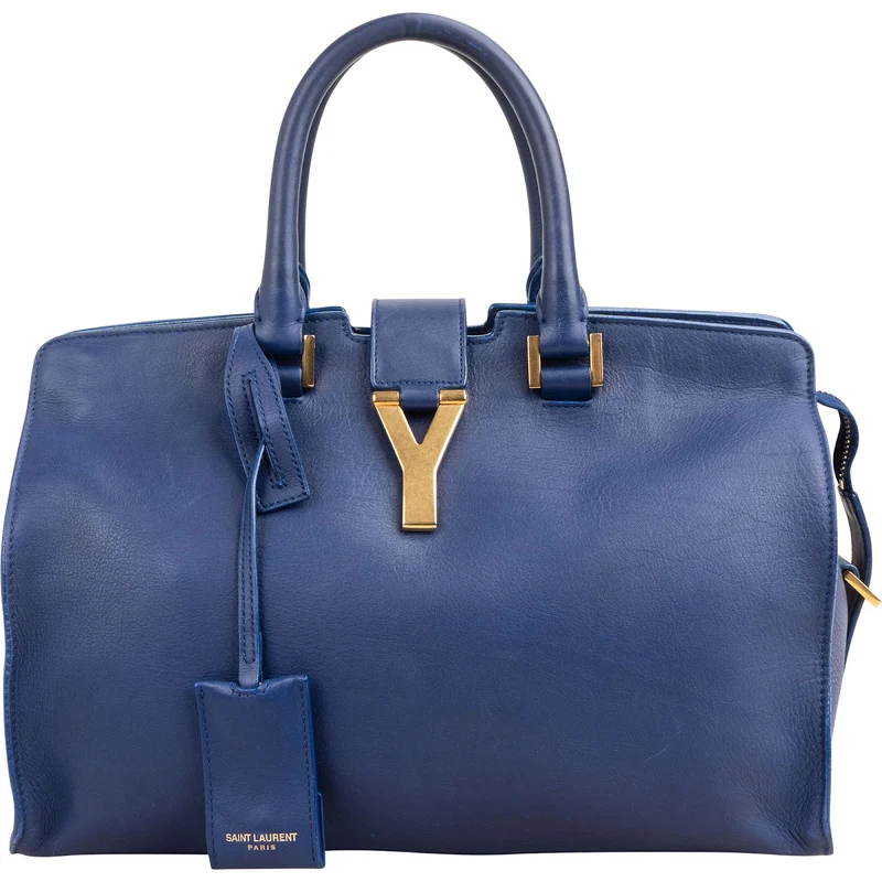 Yves Saint Laurent Blue Calfskin Cabas Chyc Handbag