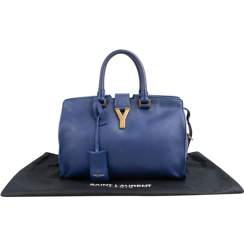 Yves Saint Laurent Blue Calfskin Cabas Chyc Handbag