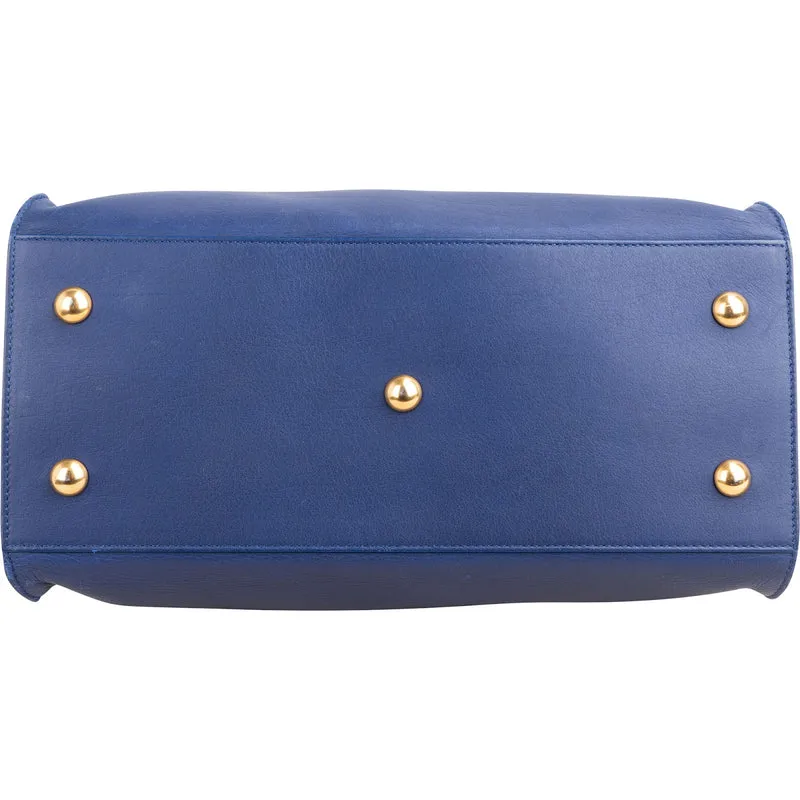 Yves Saint Laurent Blue Calfskin Cabas Chyc Handbag