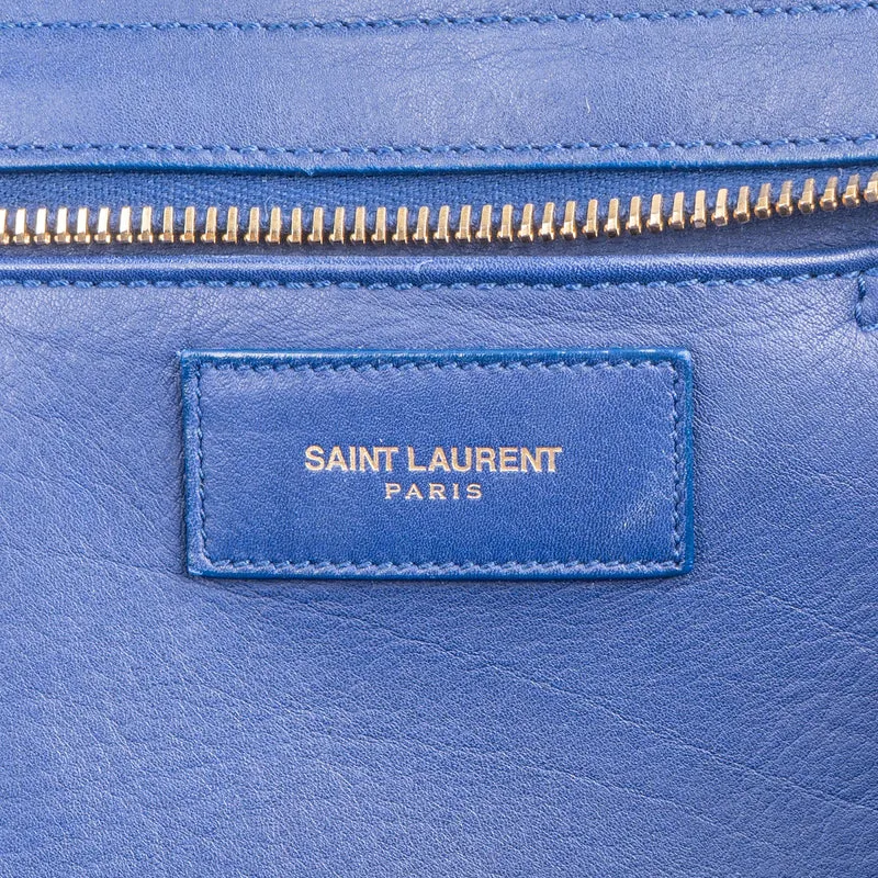 Yves Saint Laurent Blue Calfskin Cabas Chyc Handbag