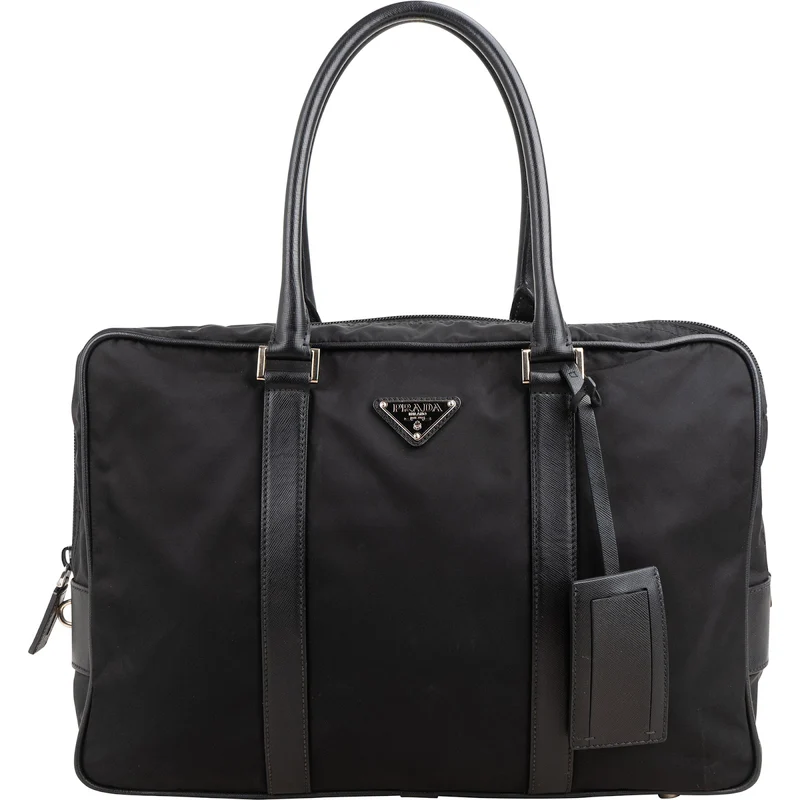 Prada Tessuto Saffiano Leather Triangle Briefcase Handbag