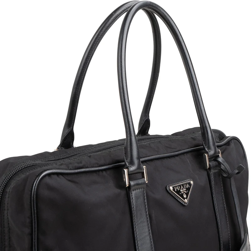 Prada Tessuto Saffiano Leather Triangle Briefcase Handbag