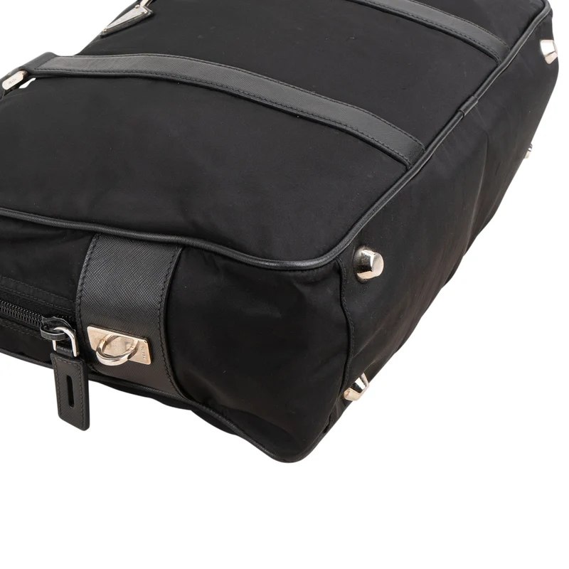 Prada Tessuto Saffiano Leather Triangle Briefcase Handbag