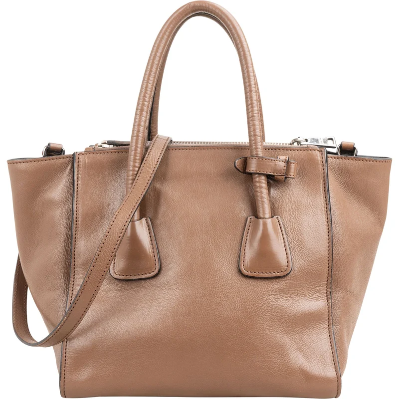Prada Vitello Daino Shine Leather Twin Pocket Tote Shopper Handbag