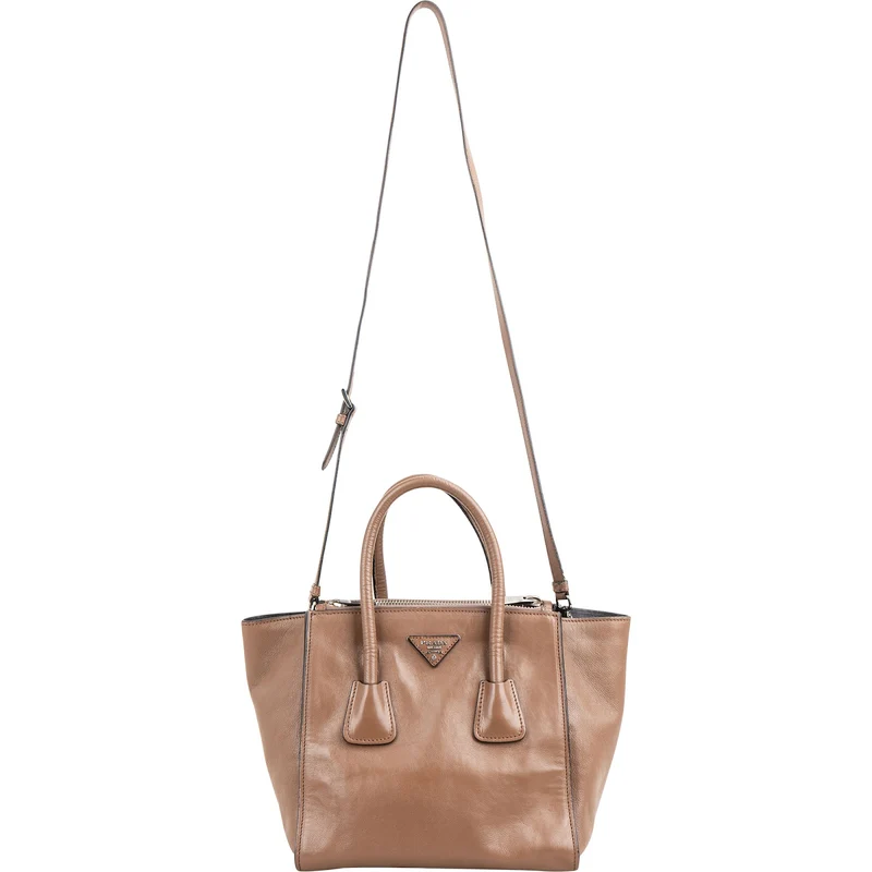 Prada Vitello Daino Shine Leather Twin Pocket Tote Shopper Handbag