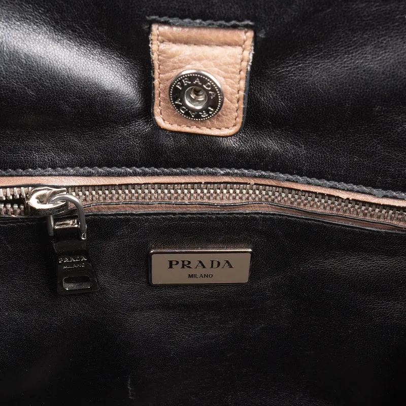 Prada Vitello Daino Shine Leather Twin Pocket Tote Shopper Handbag