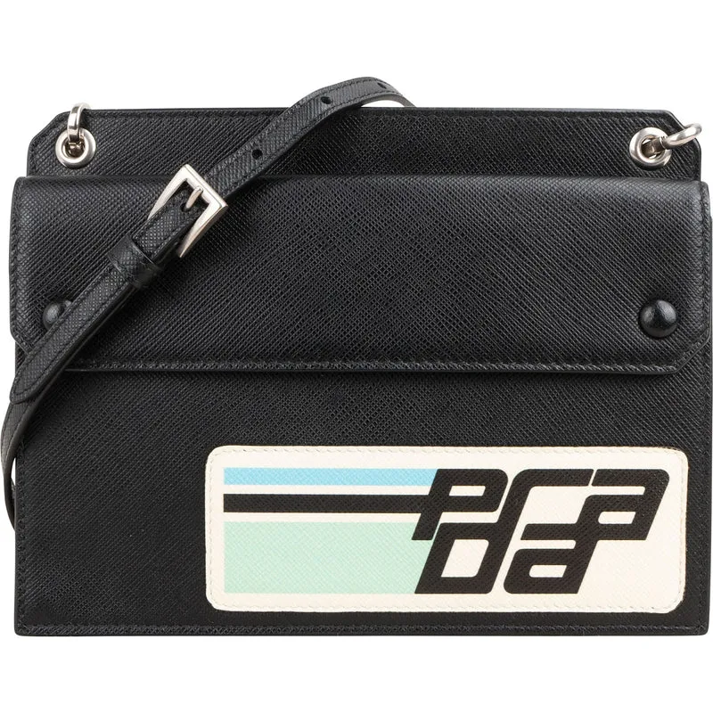 Prada Saffiano Leather Sporty FW Patch Crossbody Bag