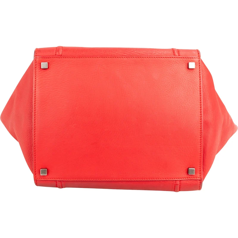 Céline Red Drummed Calfskin Large Luggage Handbag