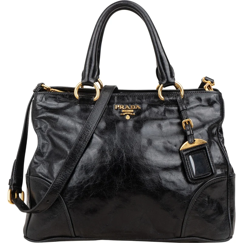 Prada Vitello Shine Leather Large Tote Handbag