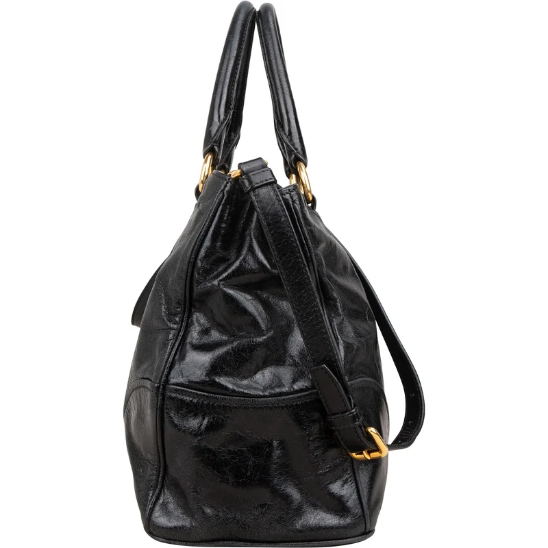 Prada Vitello Shine Leather Large Tote Handbag