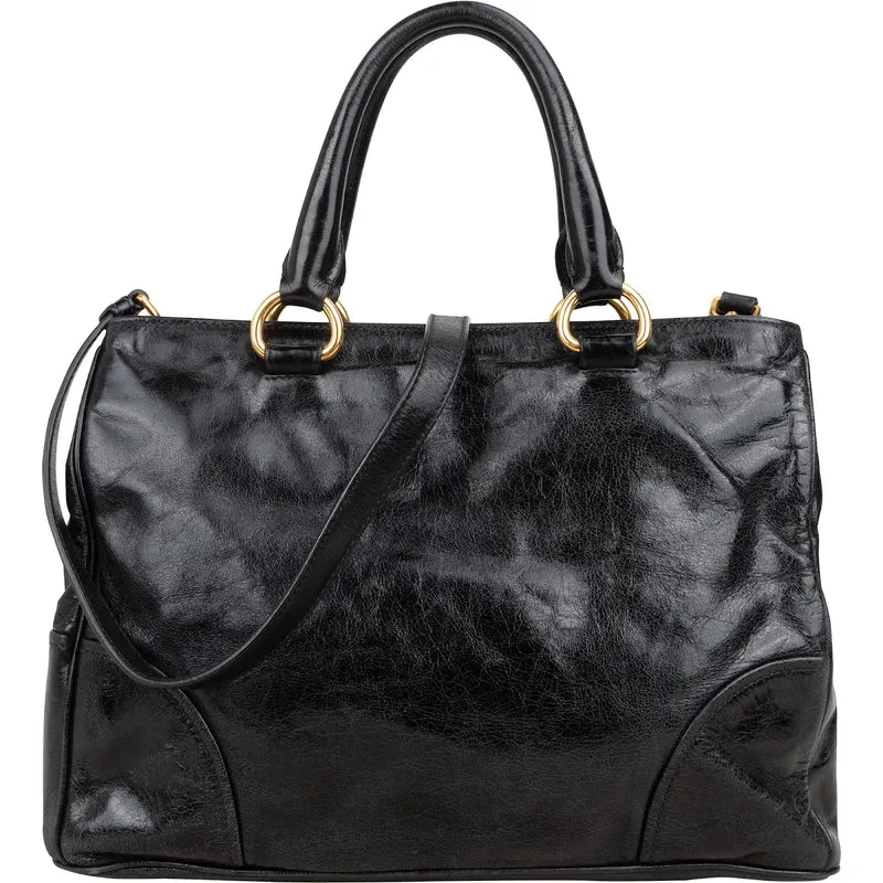 Prada Vitello Shine Leather Large Tote Handbag