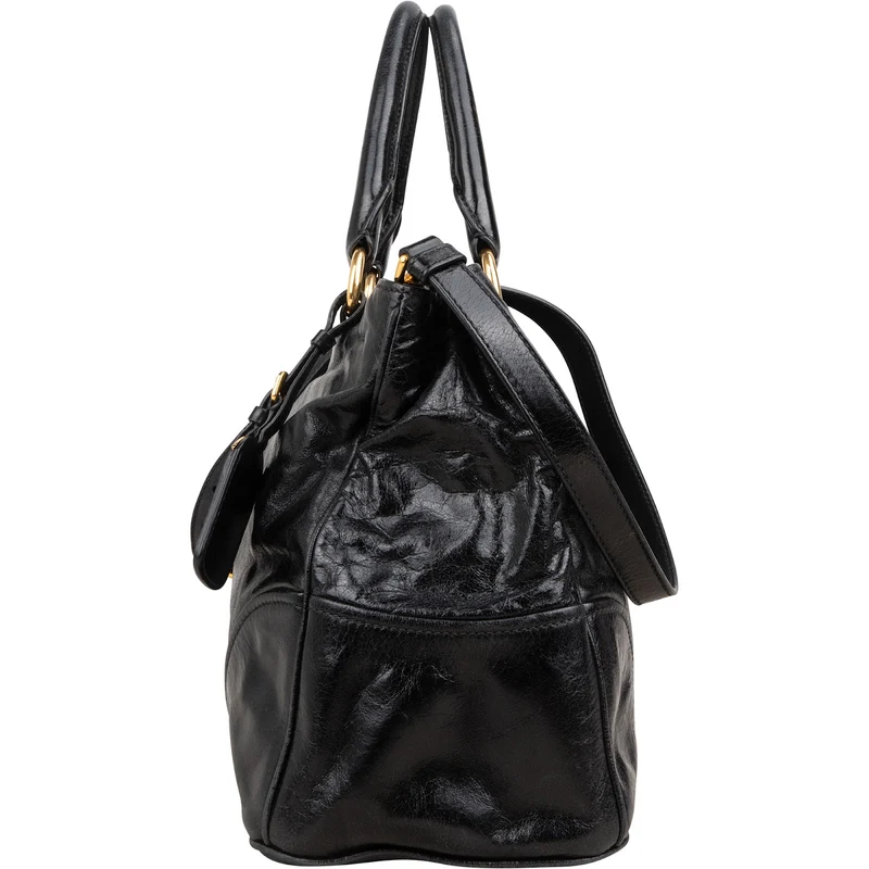 Prada Vitello Shine Leather Large Tote Handbag