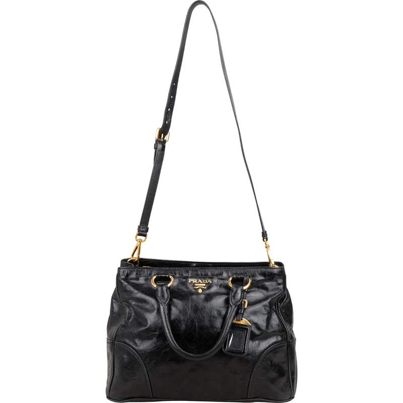 Prada Vitello Shine Leather Large Tote Handbag