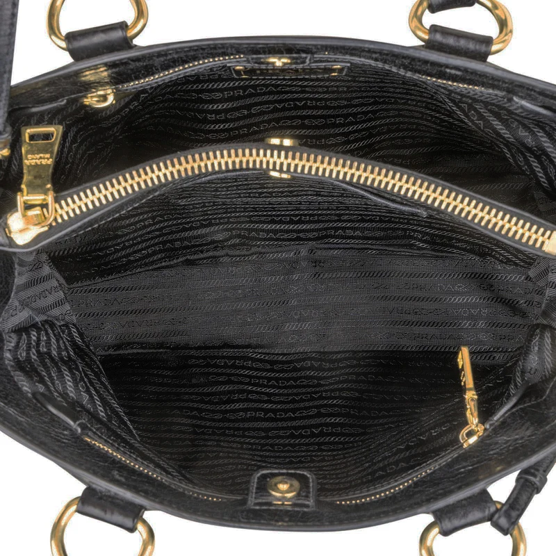 Prada Vitello Shine Leather Large Tote Handbag