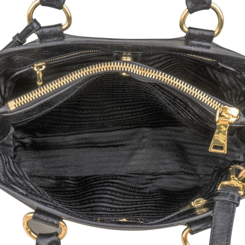 Prada Vitello Shine Leather Large Tote Handbag