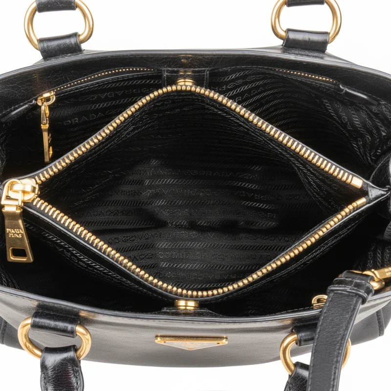 Prada Vitello Shine Leather Large Tote Handbag