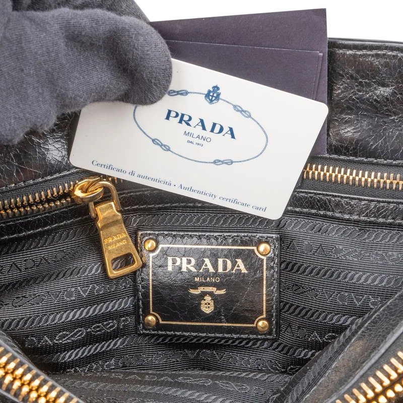 Prada Vitello Shine Leather Large Tote Handbag