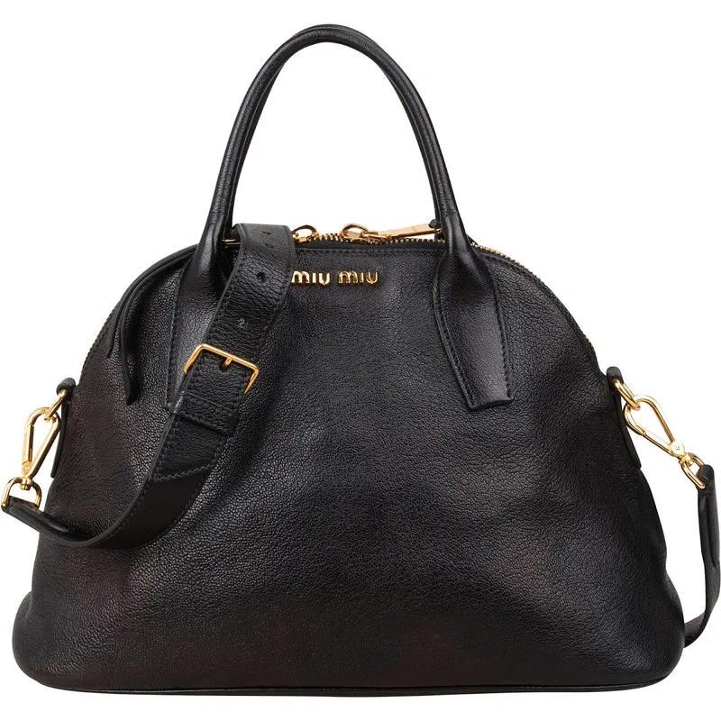 Miu Miu Grained Leather Dome Handbag