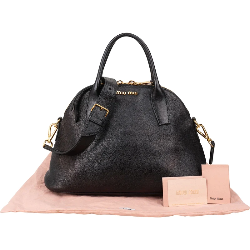 Miu Miu Grained Leather Dome Handbag