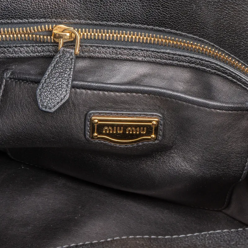 Miu Miu Grained Leather Dome Handbag