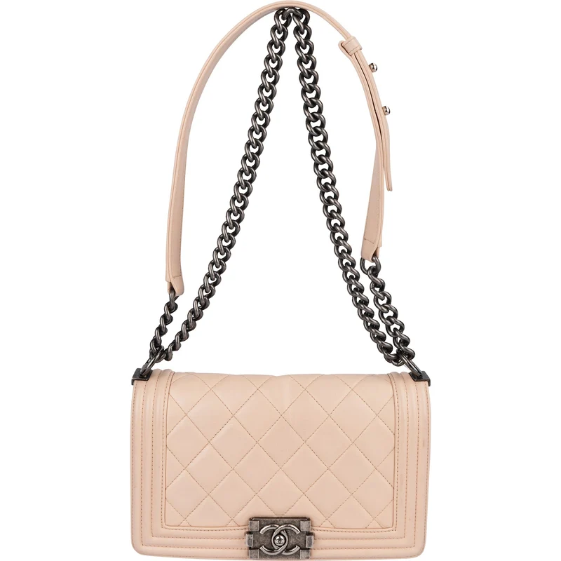 Chanel Quilted Lambskin Boy Single Flap Crossbody Bag