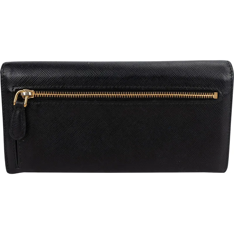 Prada Saffiano Leather Triangle Continental Wallet