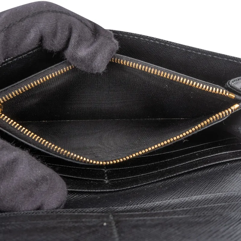 Prada Saffiano Leather Triangle Continental Wallet