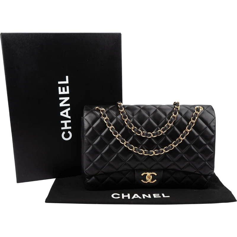Chanel Quilted Lambskin Maxi Double Flap Crossbody Bag