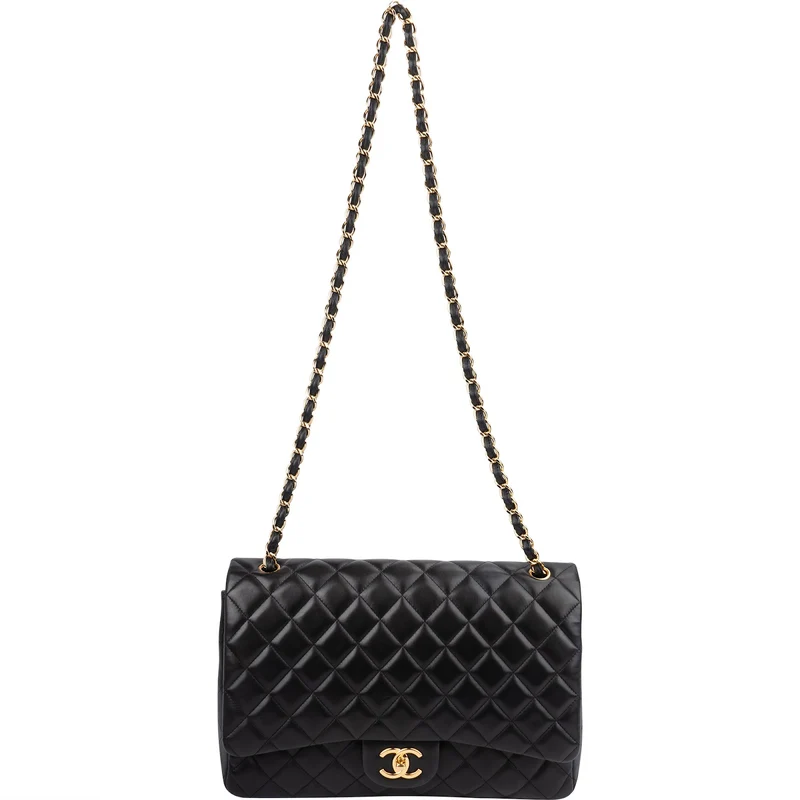 Chanel Quilted Lambskin Maxi Double Flap Crossbody Bag