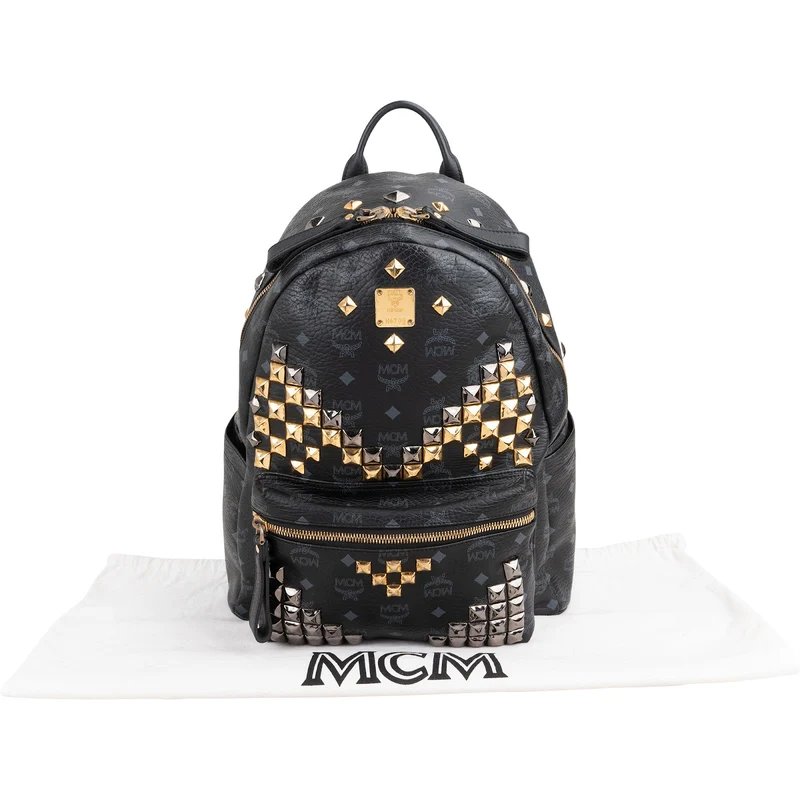 MCM Visetos Monogram Stark Studded Backpack