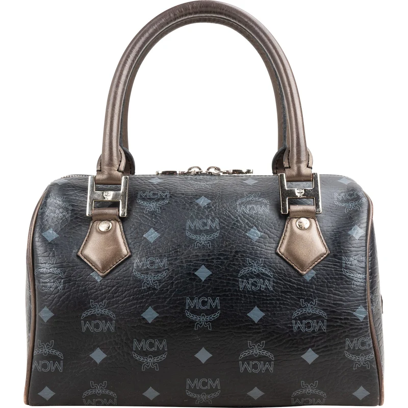 MCM Monogram Visetos Leo Patchwork Boston Handbag