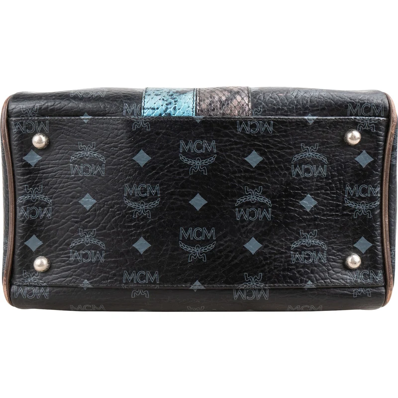 MCM Monogram Visetos Leo Patchwork Boston Handbag