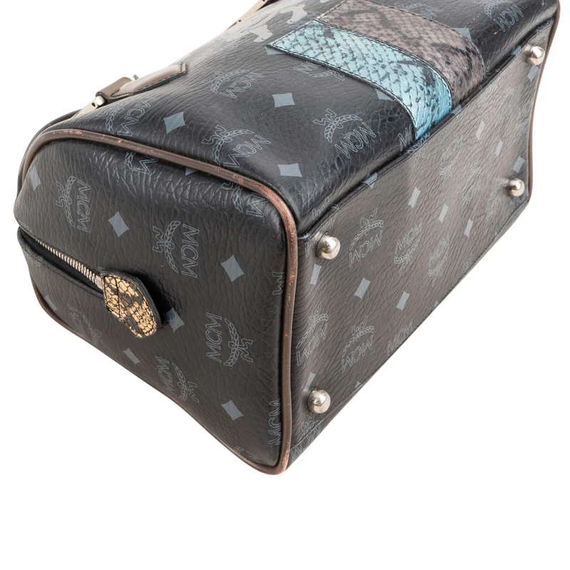 MCM Monogram Visetos Leo Patchwork Boston Handbag