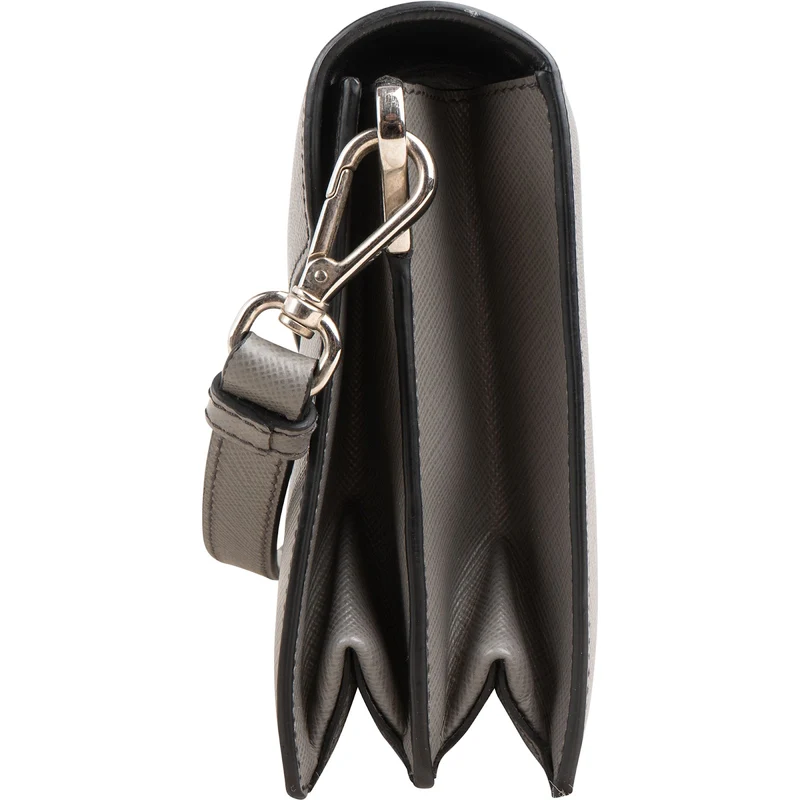 Prada Grey Saffiano Leather Lock Crossbody Bag
