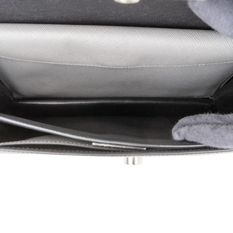 Prada Grey Saffiano Leather Lock Crossbody Bag