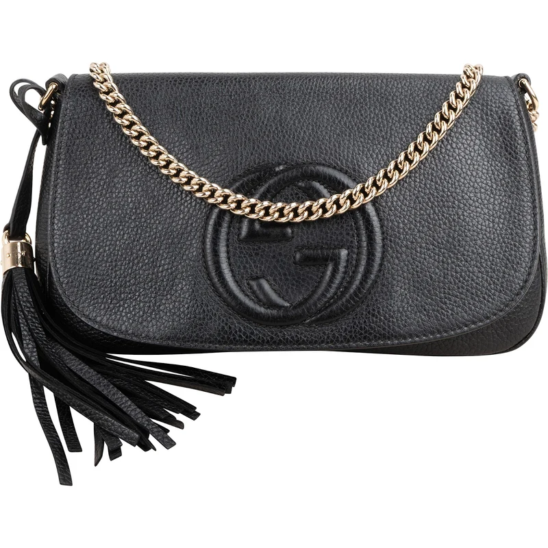 Gucci Black Leather Soho Chain Crossbody Bag