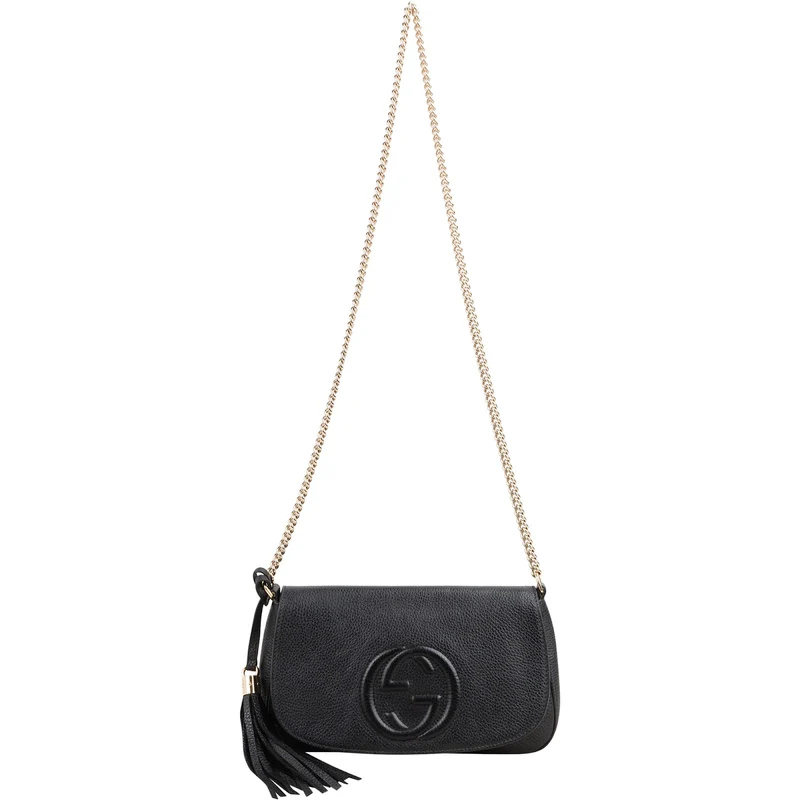 Gucci Black Leather Soho Chain Crossbody Bag
