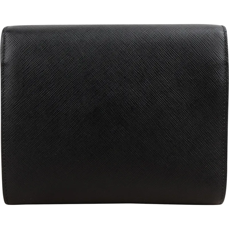 Prada Saffiano Leather Round Lock Flap Small Crossbody Bag