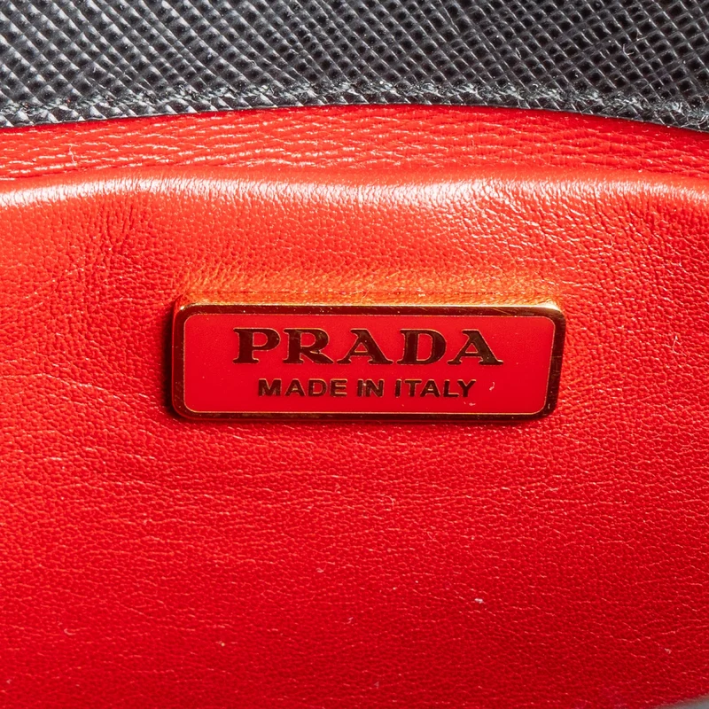 Prada Saffiano Leather Round Lock Flap Small Crossbody Bag