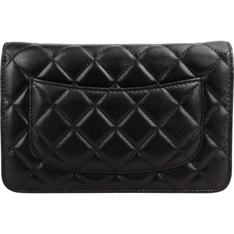 Chanel Quilted Lambskin Palladium Wallet On Chain Crossbody Bag
