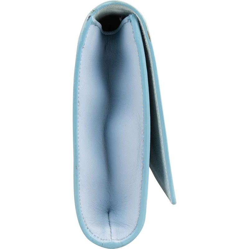 Yves Saint Laurent Light Blue Leather Y Clutch