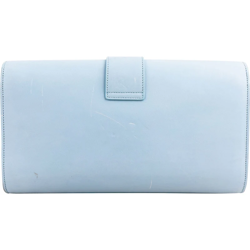Yves Saint Laurent Light Blue Leather Y Clutch