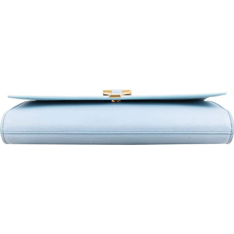 Yves Saint Laurent Light Blue Leather Y Clutch