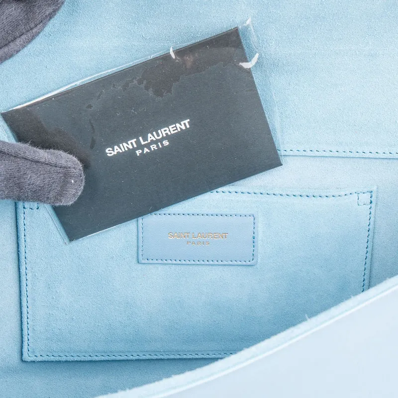 Yves Saint Laurent Light Blue Leather Y Clutch