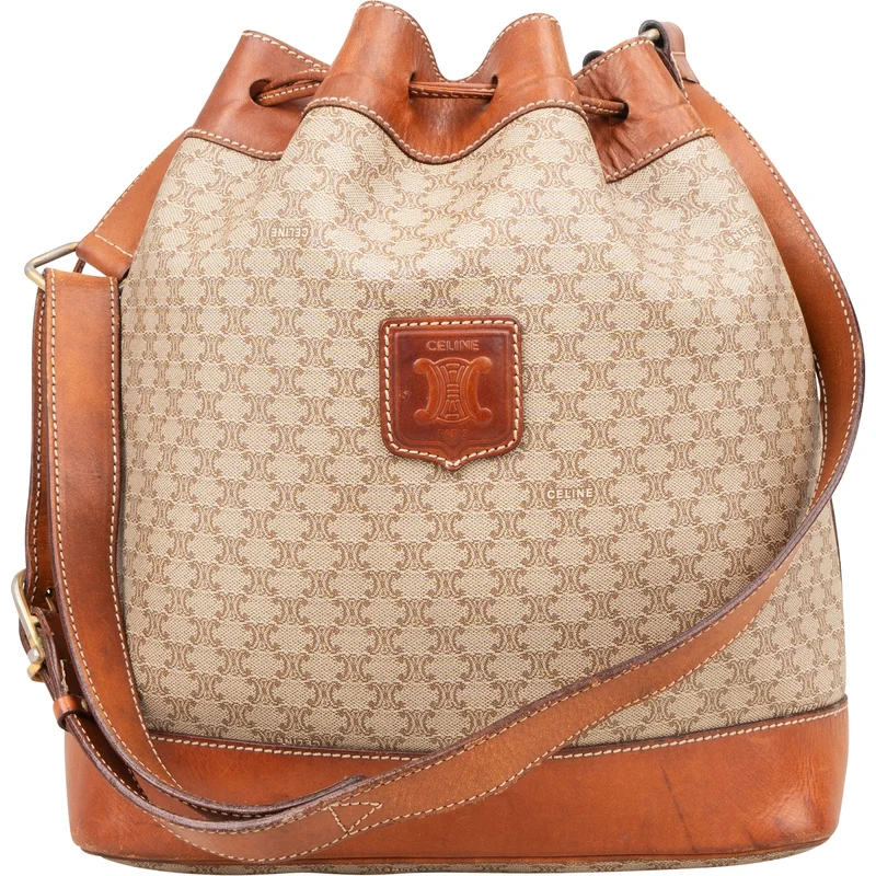 Celine Macadam Monogram Drawstring Bucket Shoulder Bag