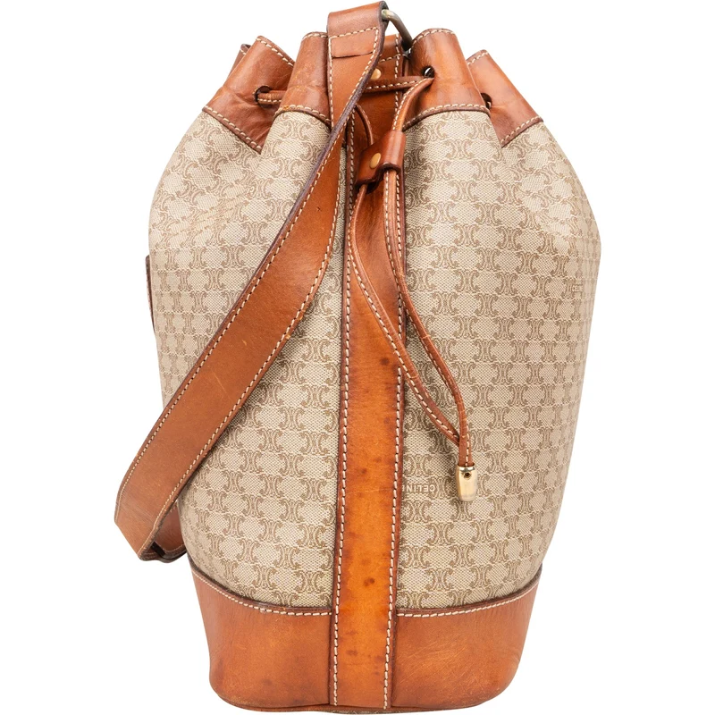 Celine Macadam Monogram Drawstring Bucket Shoulder Bag
