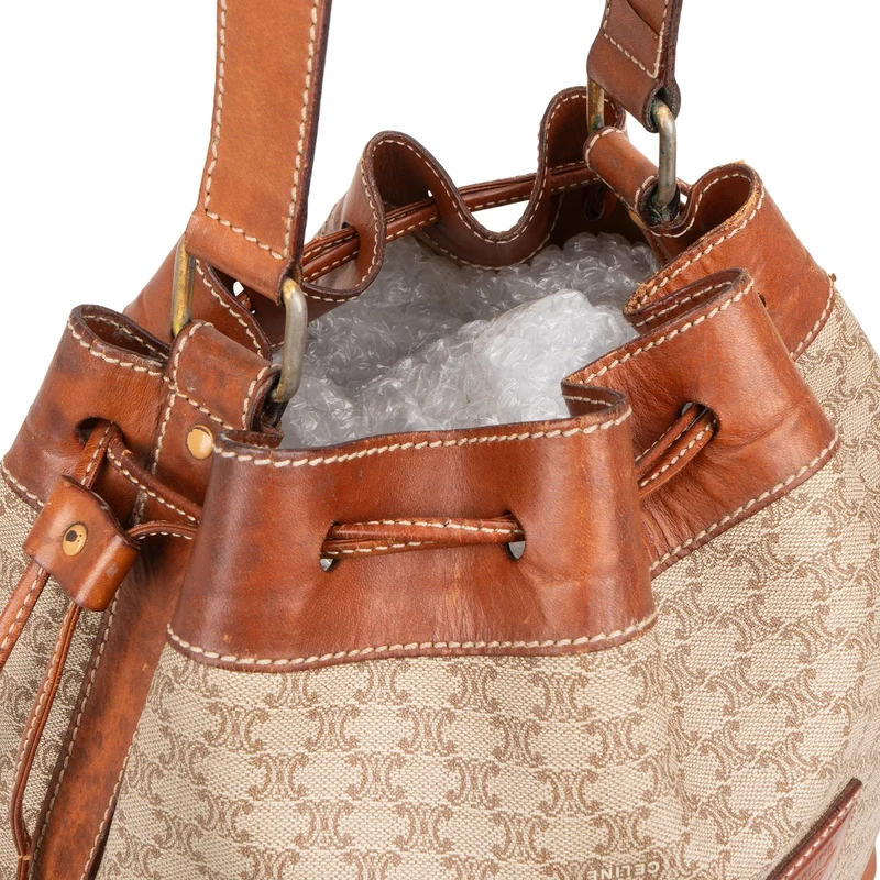 Celine Macadam Monogram Drawstring Bucket Shoulder Bag