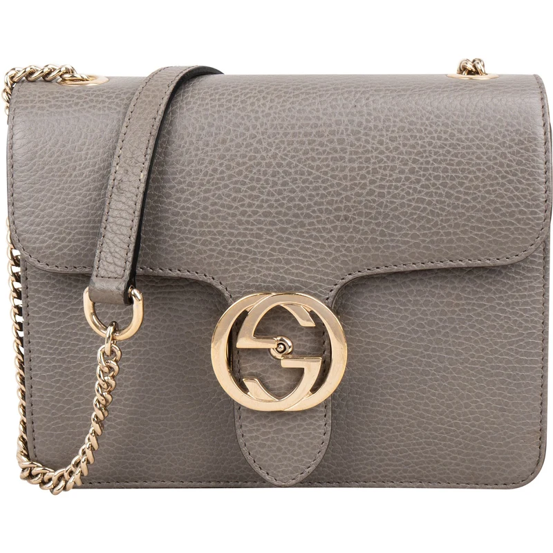 Gucci Pebbled Leather Small Interlocking GG Crossbody Bag